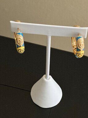 Yellow and Aqua Gold Plated Hoop Earrings